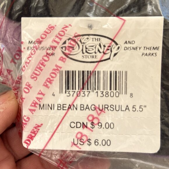 The Little Mermaid Ursula Disney Store Bean Bag 5.5" Plush Stuffed Toy - Picture 4 of 4